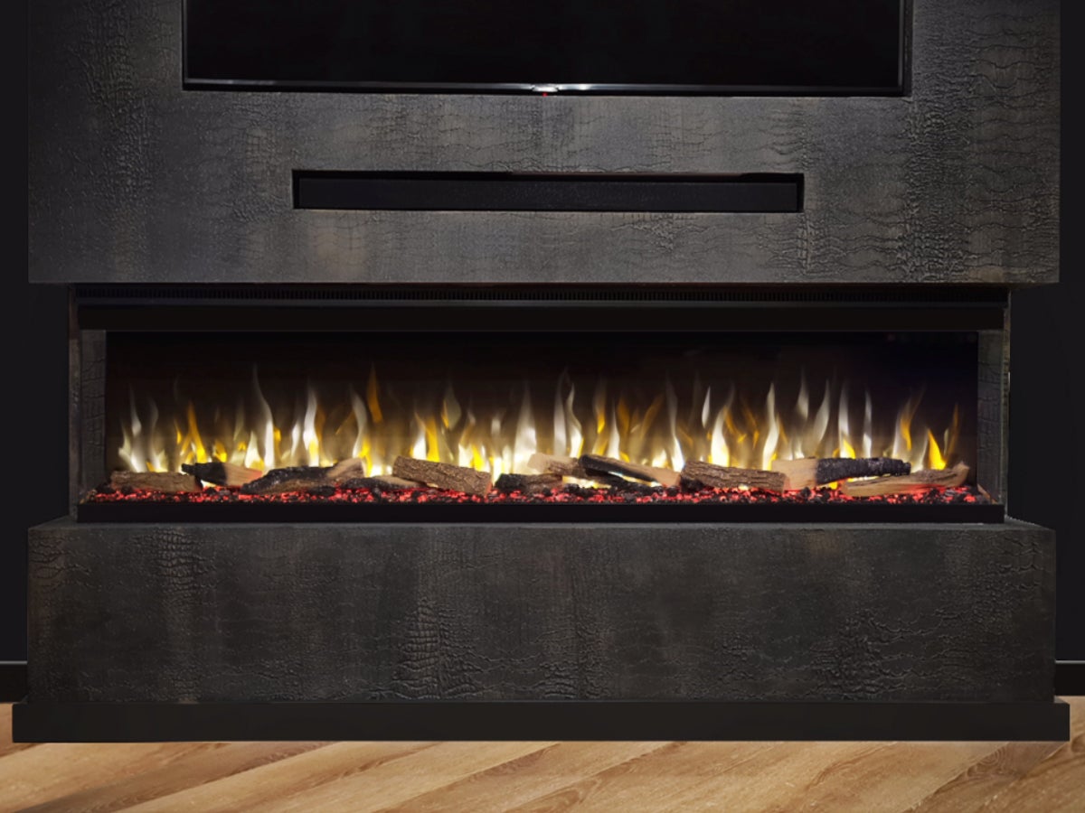152 cm - Paris 3-Seitiger Kamin PREMIUM (152 x 44 x 20 cm) - Kaminflammen